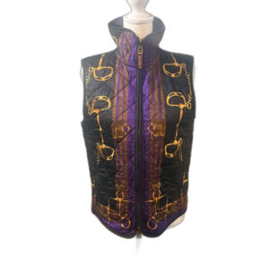 Lauren Ralph Lauren Reversible Quilted Horsebit Vest Purple Black S Equestrian
